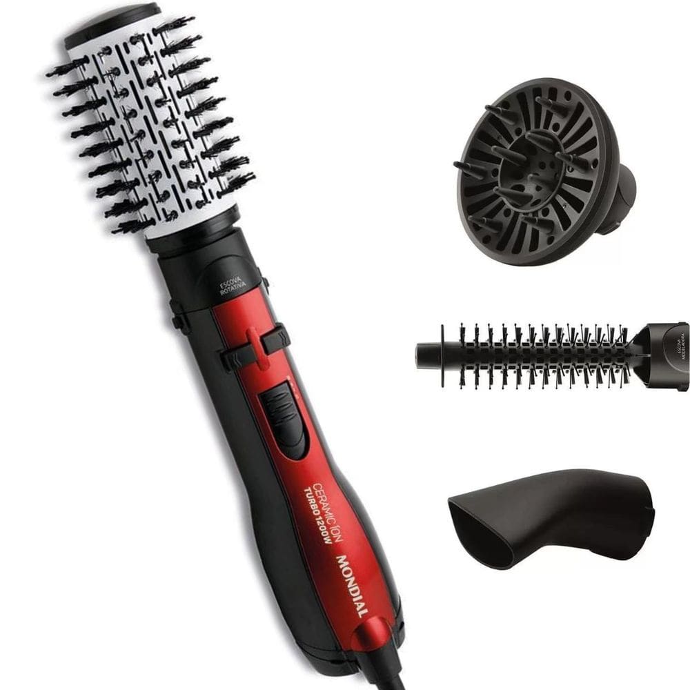 Escova Giratória Mondial Kit 5 Em 1 Antifrizz Tourmaline Íon