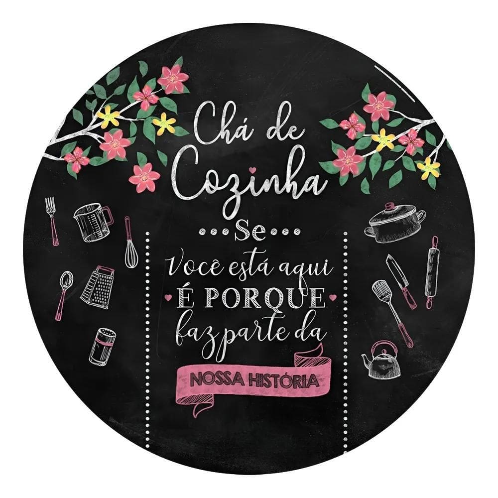 Painel Festa Redondo Sublimado 3D Tecido C/Elás Chá De Cozin