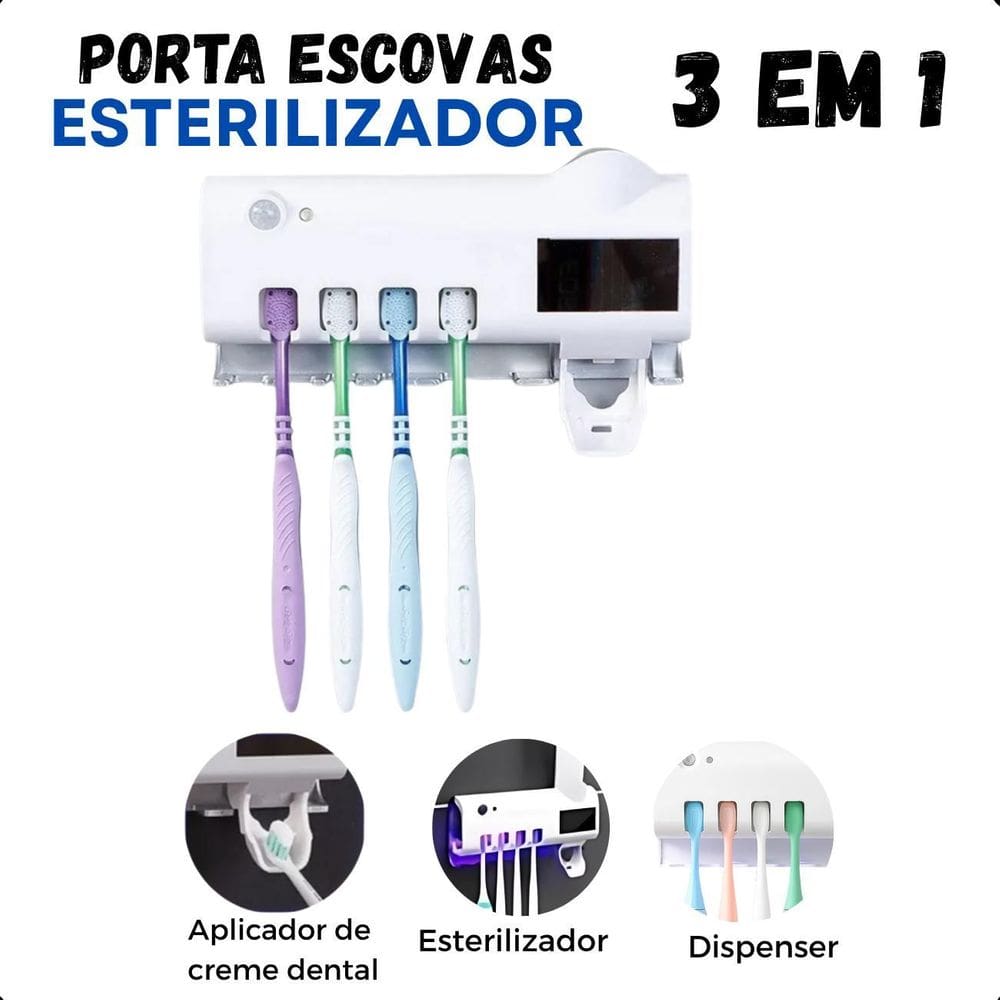 Porta Escova Dentes Esterilizador Ultravioleta Dispenser