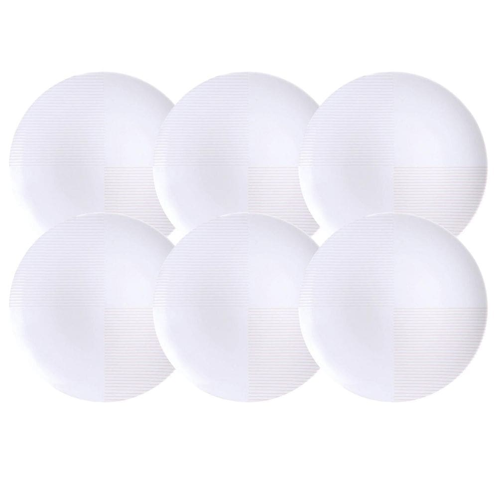 Jogo De Pratos Fundos 23Cm Kit 6 Peças Grid Sopa Porcelana