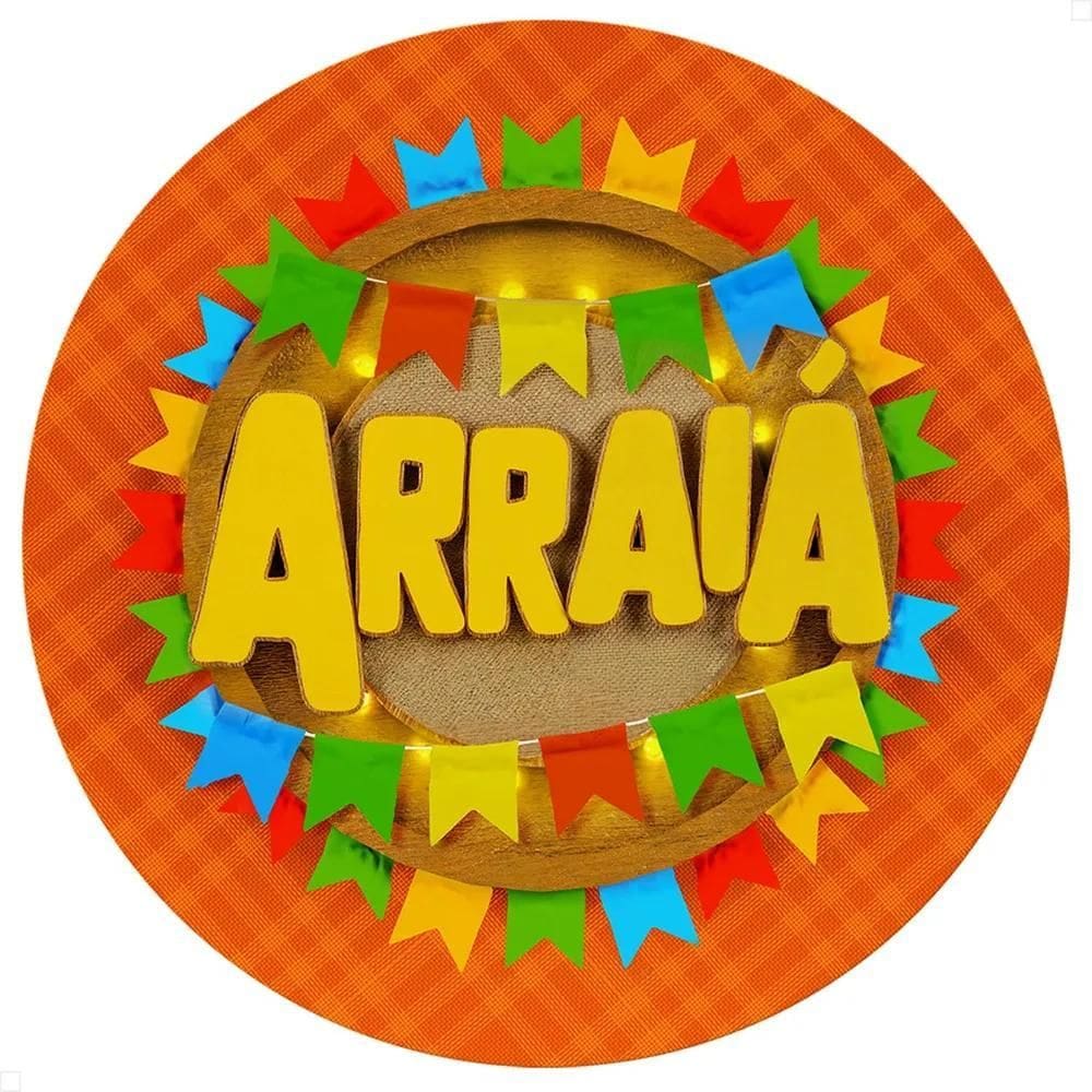 Painel Festa Redondo Sublimado 3D Tecido C Festa Junina Arra
