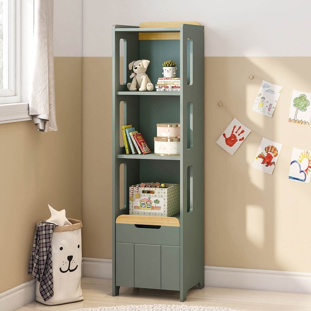 Estante 3 Nichos com Porta Petit Casatema Madeiraoriginals Verde/Mel