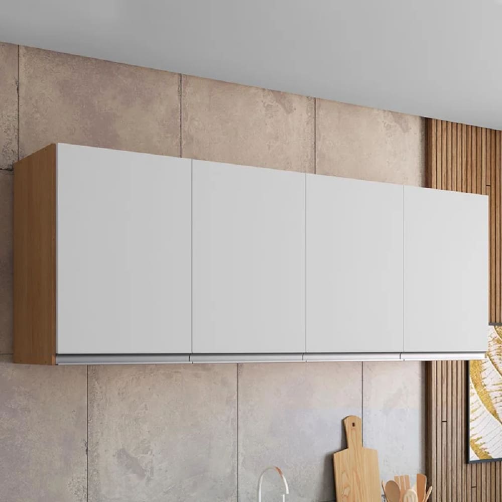 Armário 4 Portas Andréia Suspenso 160m - Amendoa/Branco AJL