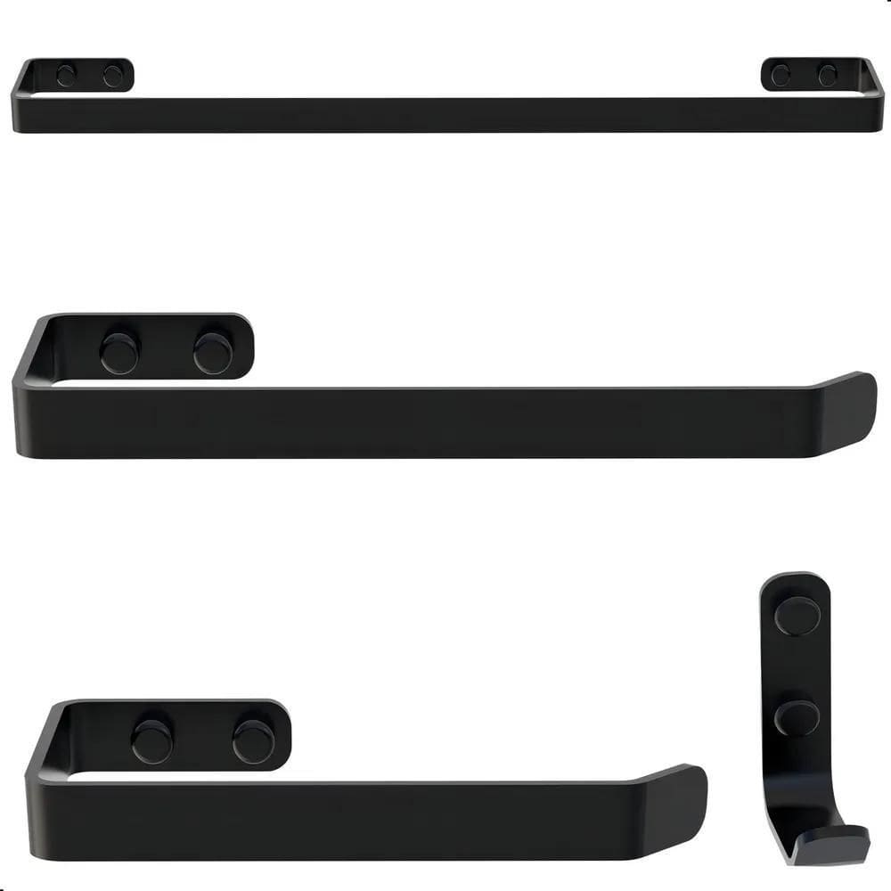 Kit Acessórios Para Banheiro Preto Fosco 4 Peças
