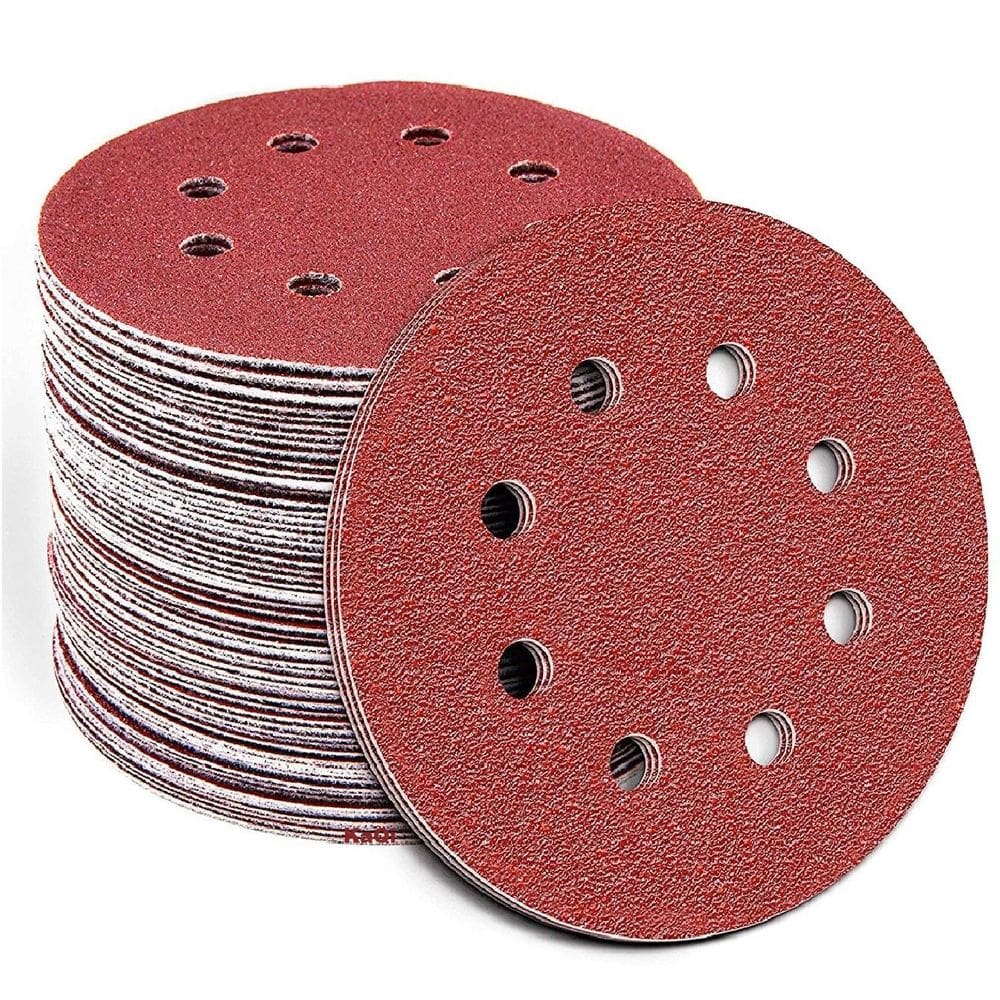 50 X Lixas Disco Grão 5 Polegadas 125Mm 8 Furos Lixadeira