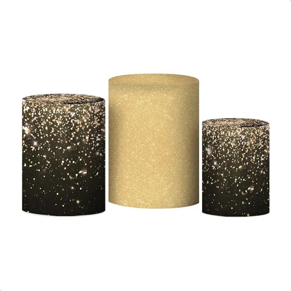 Trio Capas Cilindro Sublimado Glitter Veste Fáci Dourado Pre