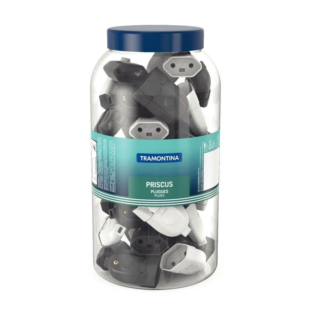 Pino Fêmea Tramontina 2A 10A Preto/Branco Pote - Emabalagem com 66 Unidades