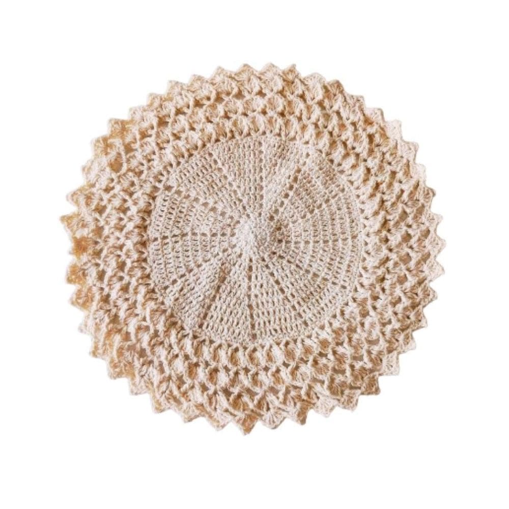 Kit Com 6 Sousplat Em Crochê Artesanal 33Cm Off White