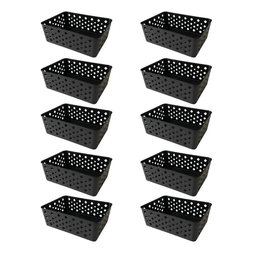 3X Kit 10 Cestos Multiuso Organizador Empilhável Gaveta 19X1