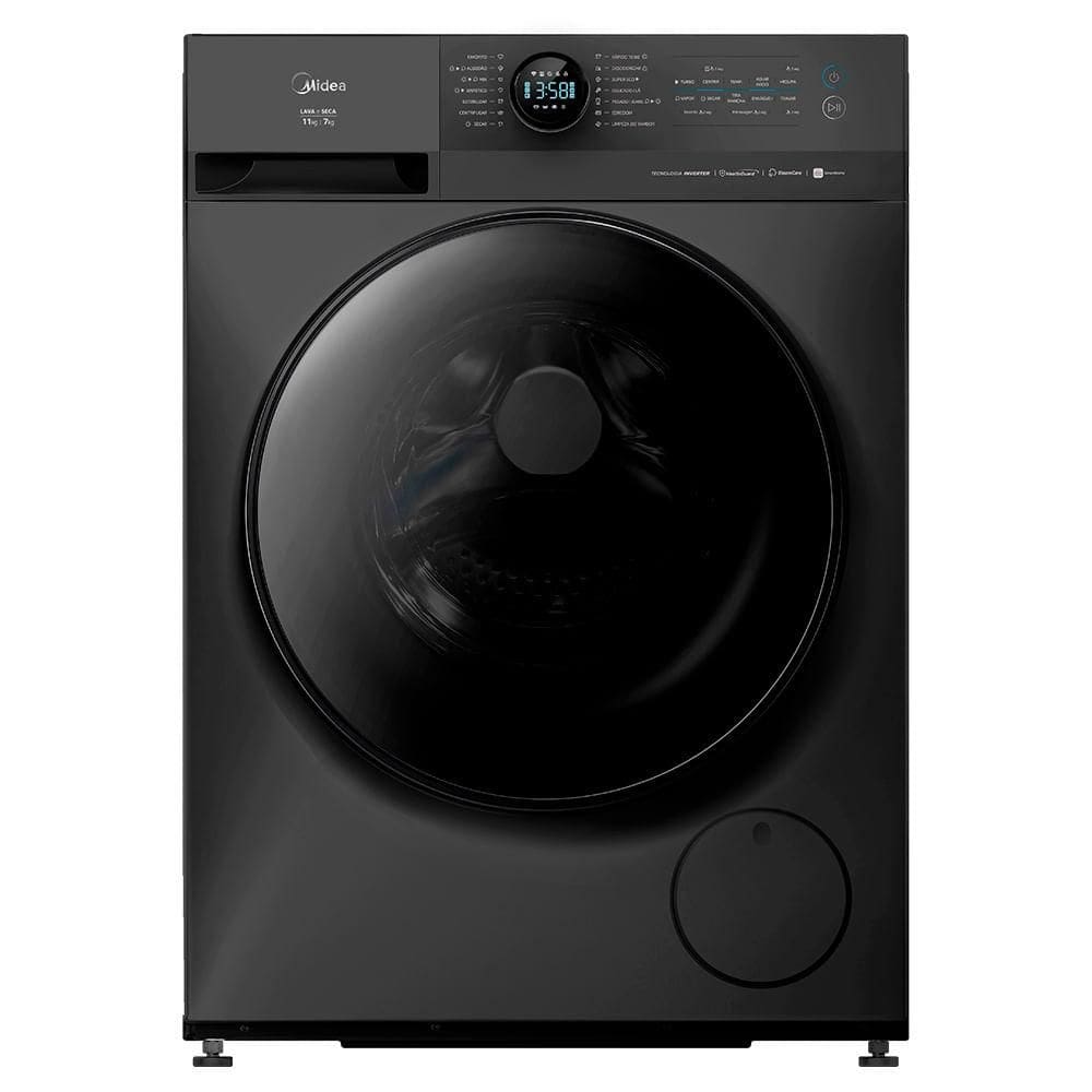 Lava e Seca Midea Slim HealthGuard 11kg/7kg Titanium Conectada com Função Turbo - MF201D11