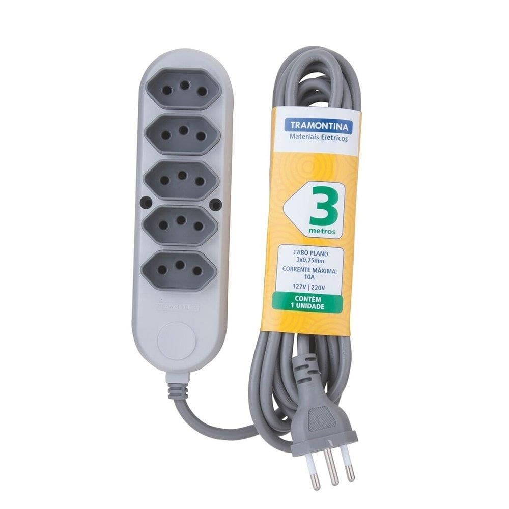 Extensão Tramontina Múltipla 5 Tomadas 2P+T 10A 3m