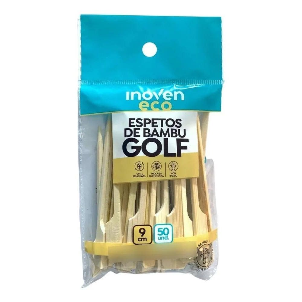 2X Espeto De Bambu Natural Golf Petisco Hamburguer 9Cm 500 U