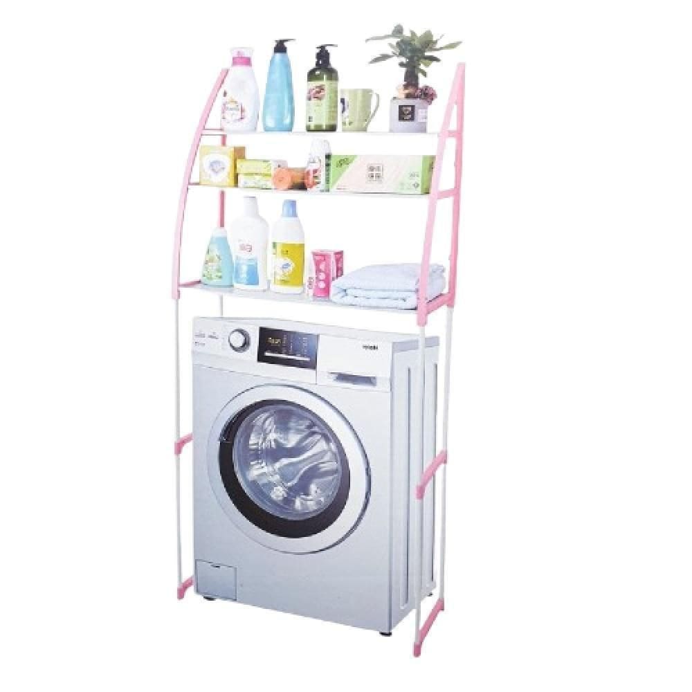 Estante Rack Organizadora Multiuso 3 Prateleiras Lavanderia Banheiro Cozinha Portátil Rosa