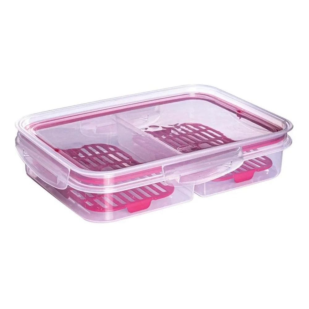 Pote Hermético Porta Frios Com Escorredor 1 Litro Retangular