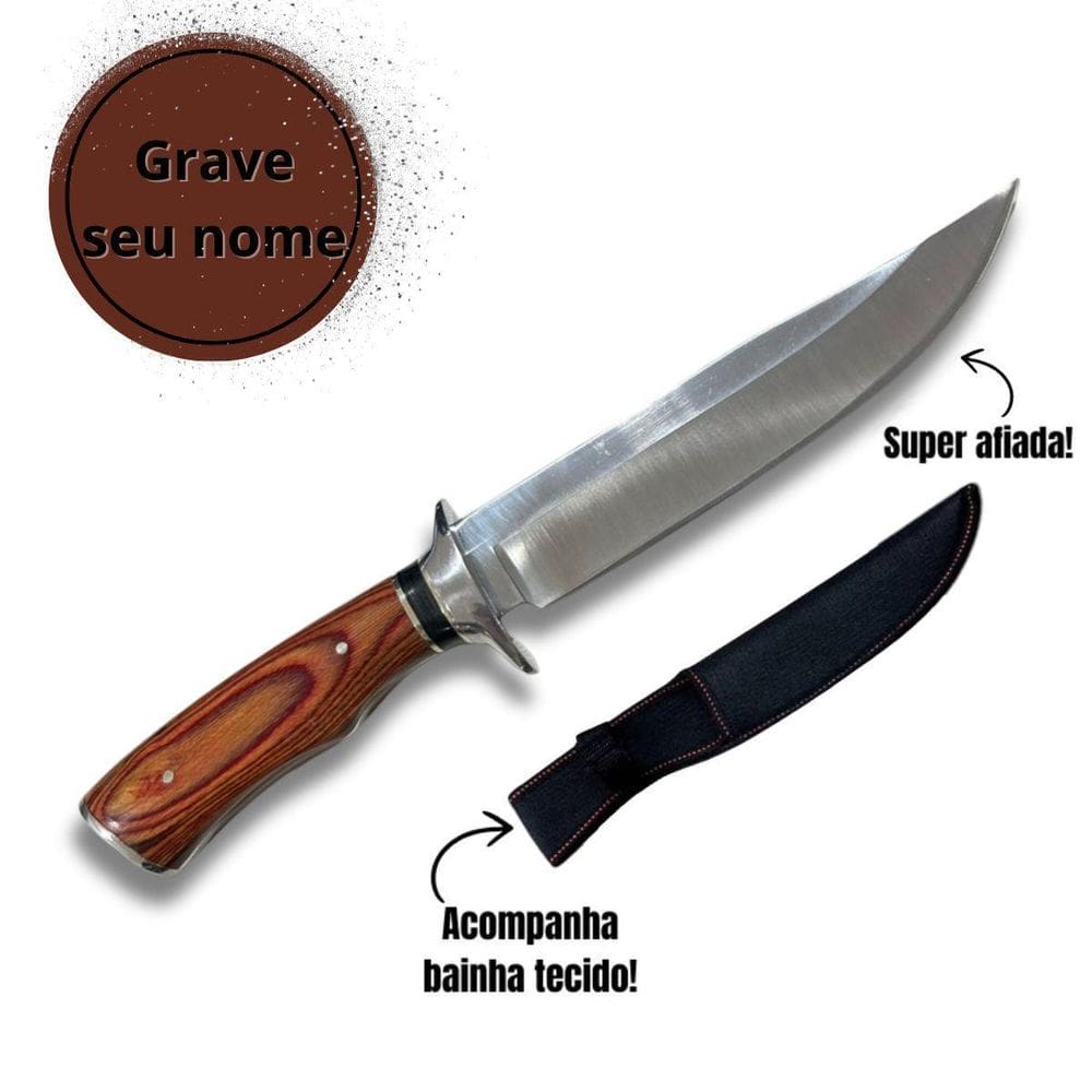 Faca Personalizada Para Pesca Caça E Churrasco Com Bainha