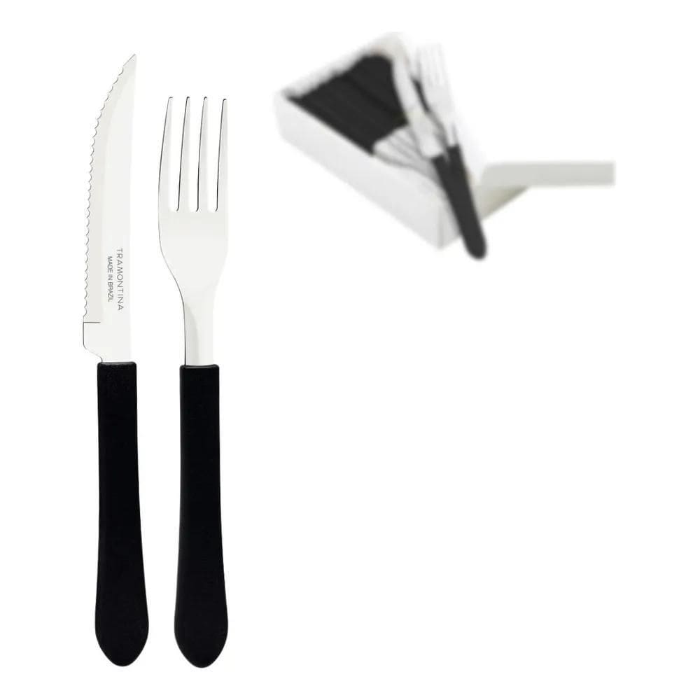 Kit Restaurante 6 Garfos + 6 Facas 12 Talheres Tramontina