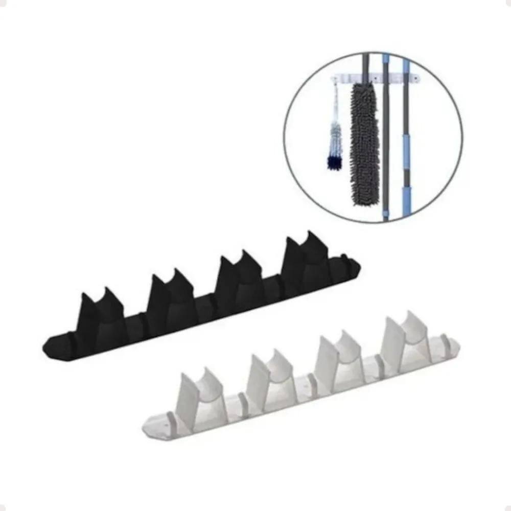 10X Suporte Porta Vassoura De Parede Com 4 Encaixes E 5 Gan
