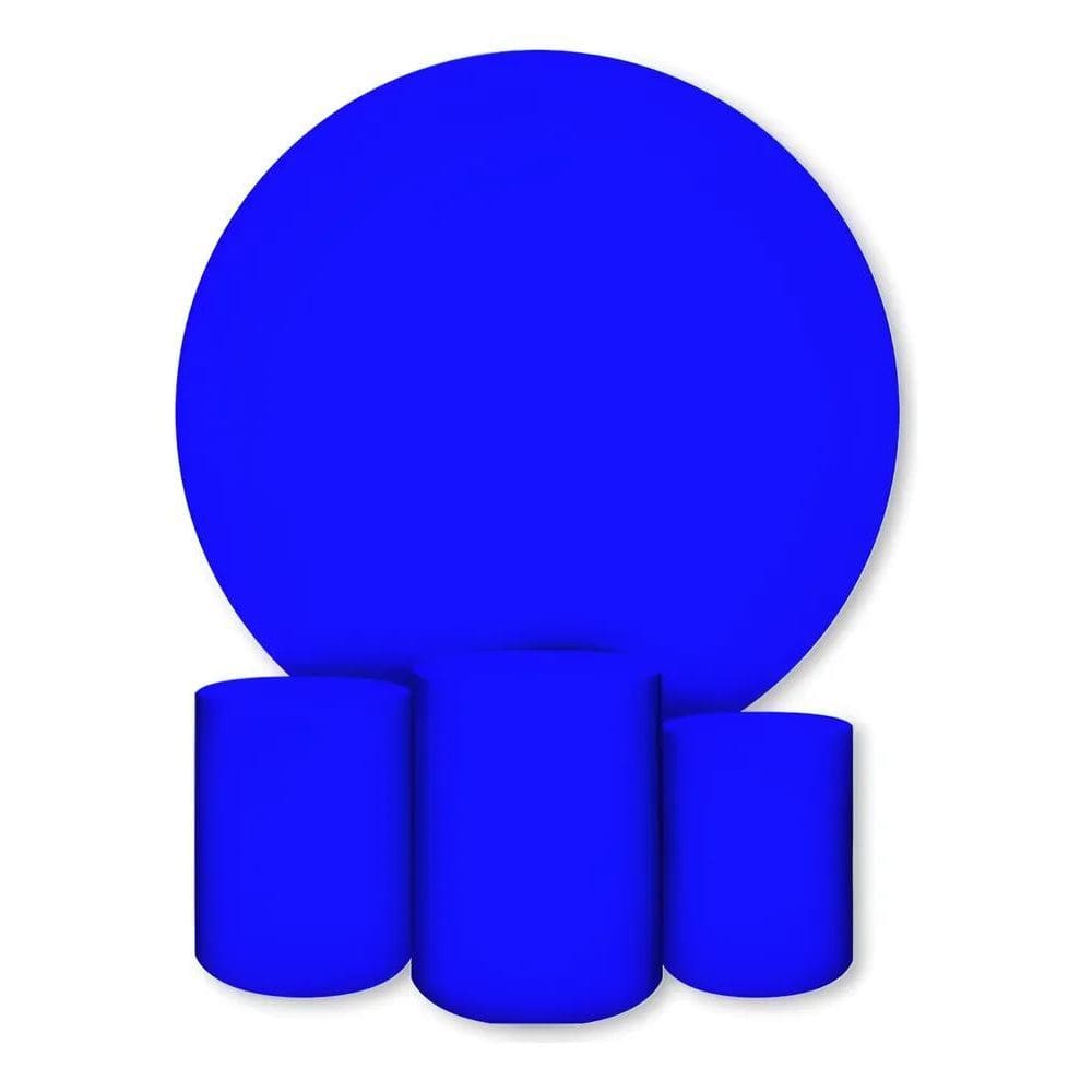 Painel Redondo E Capas De Cilindro Subli Azul Royal