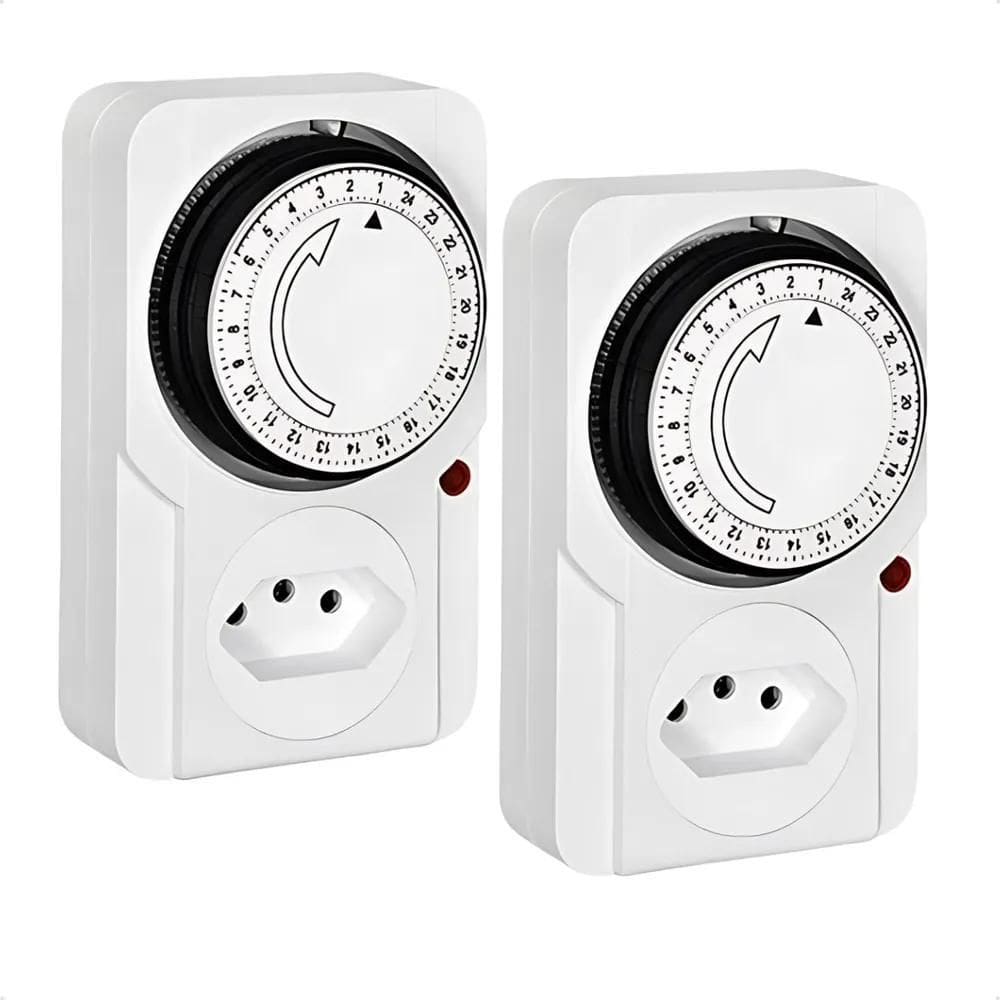 3X Kit 2 Temporizador Timer Mecânico Bivolt 110V 220V Branco