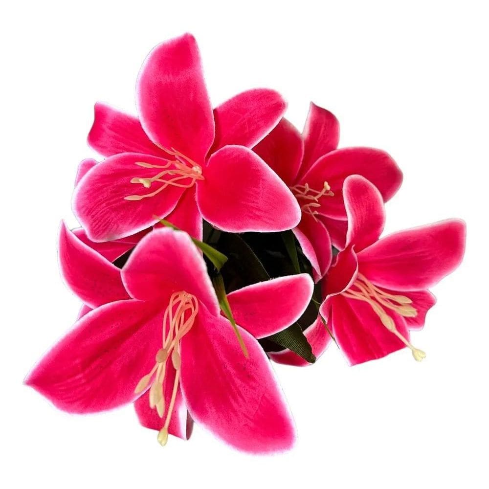 Kit De 5 Buquês Cores Novas De Lírio Artificial Com Rosa Pi