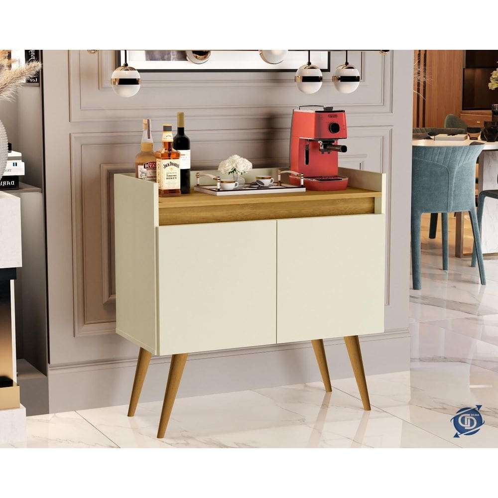 Aparador Junior Luxo Plus 2 Portas Pés Palito Cor Off White