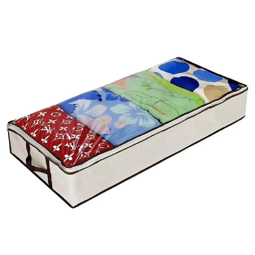 Caixa Organizadora Guarda Manta Lençol Edredom Organiza Guarda Roupa Quarto Multiuso Com Ziper E
