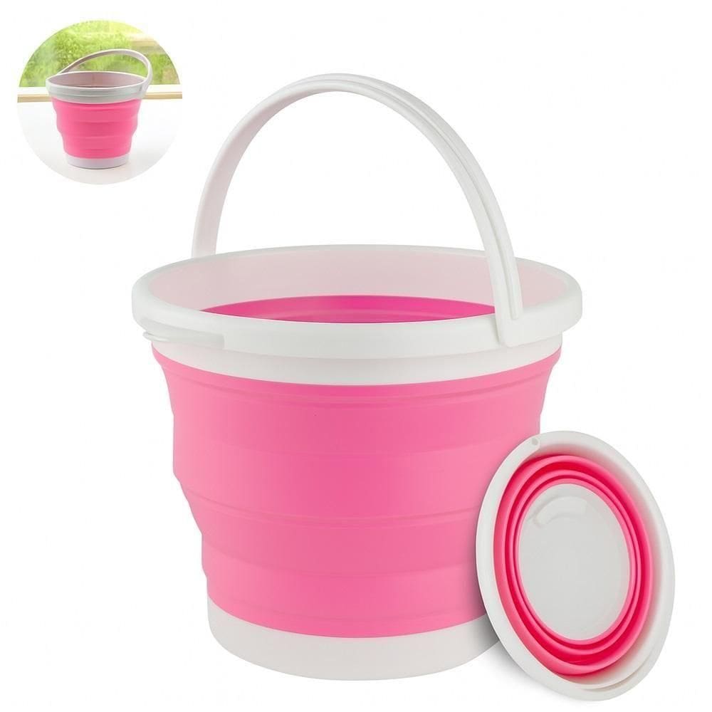 Balde Multiuso Retrátil ível Limpeza Doméstico Capacidade 10l Compacto Silicone Rosa