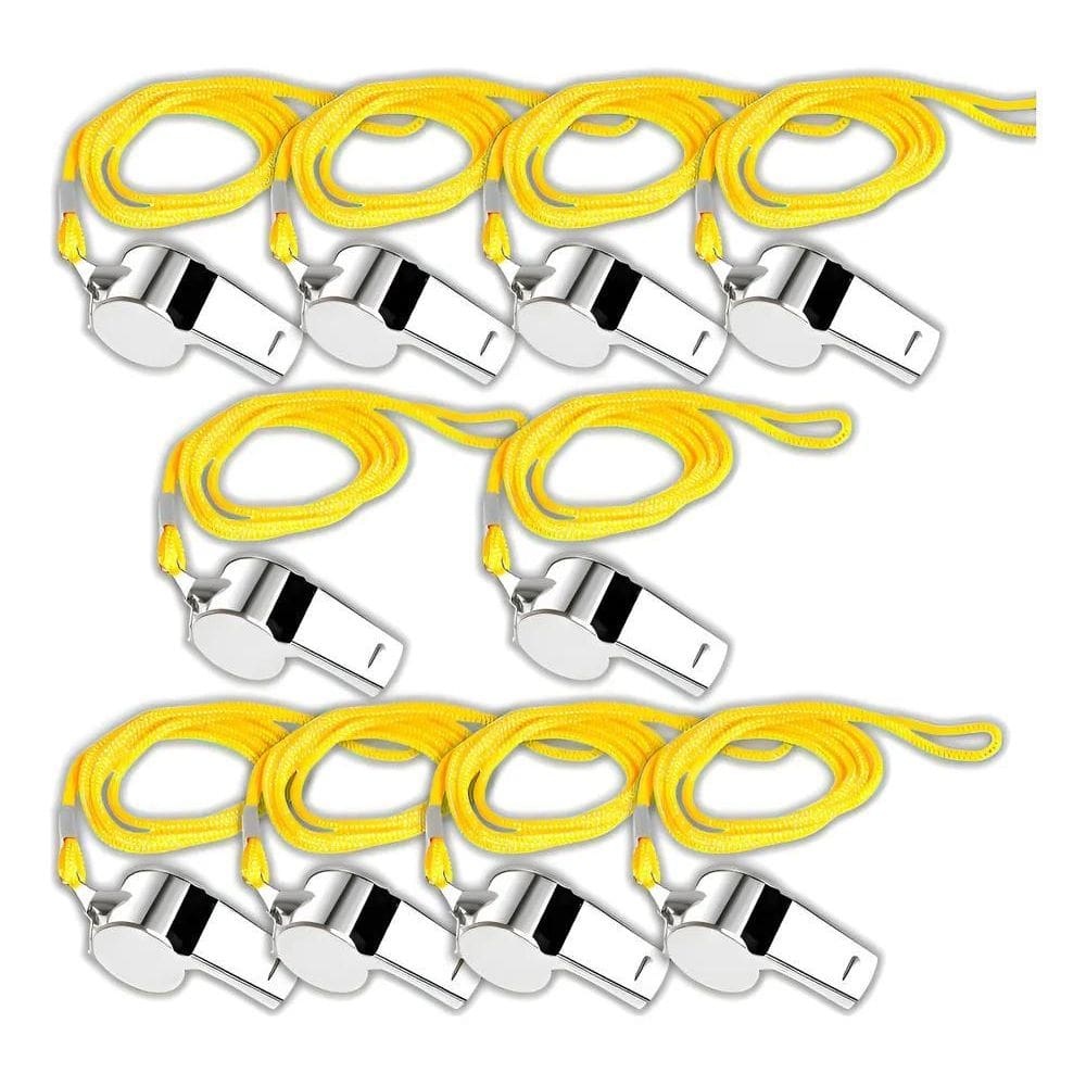 Kit 10 Apitos De Metal Com Cordão Esporte Cor P