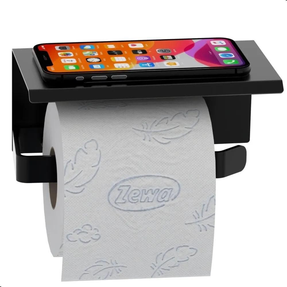 10X Porta Papel Higiênico Inox De Parede Banheiro Preto Max