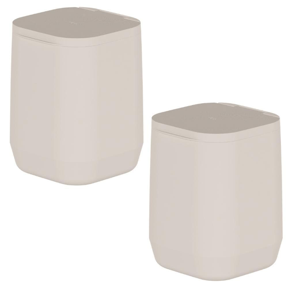 Kit 2X Lixeira Banheiro Cozinha Colante Ou Bege - 6L