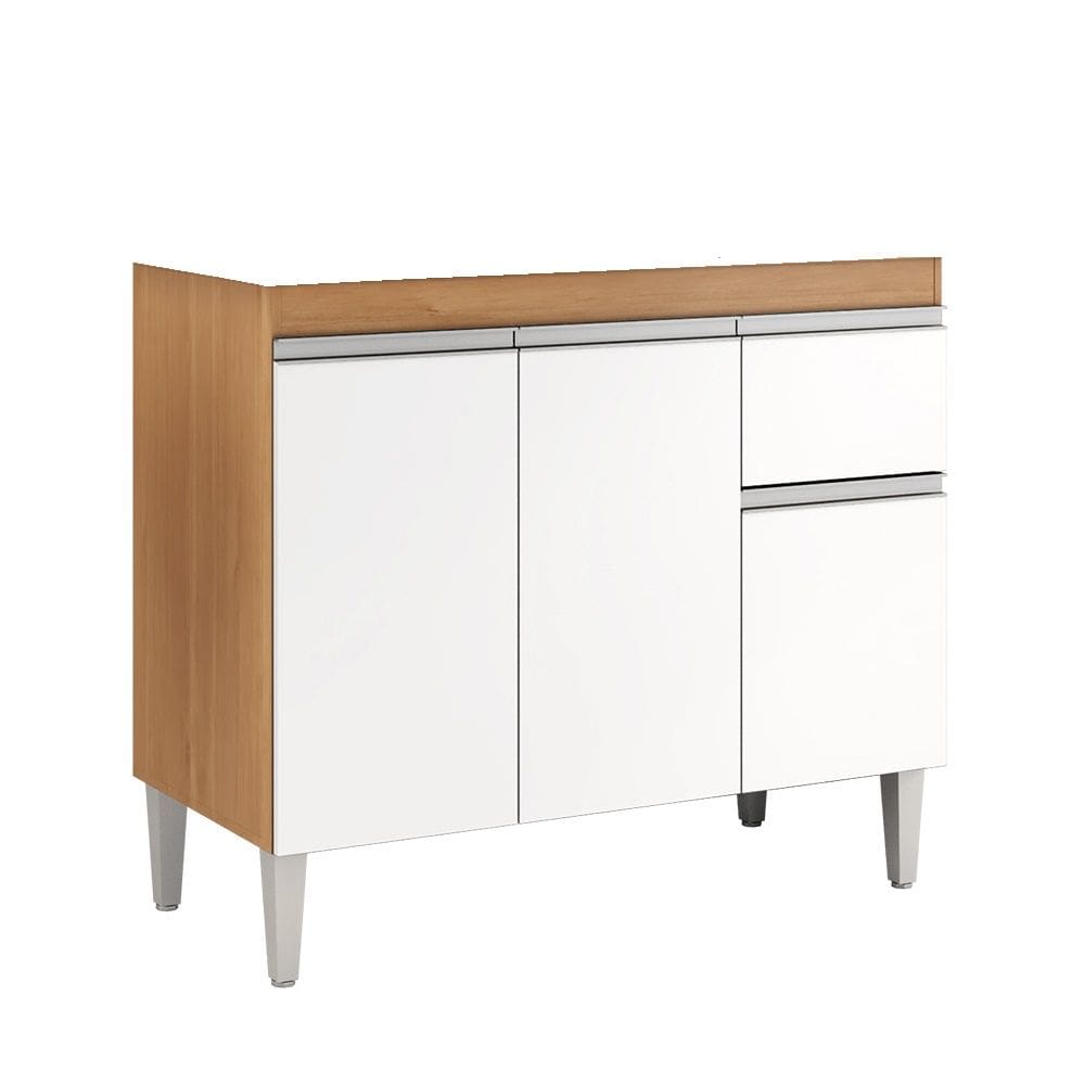 Balcão Tati Para Pia 1m 3 Portas 1 Gaveta Sem Tampo - Amendoa/Branco AJL