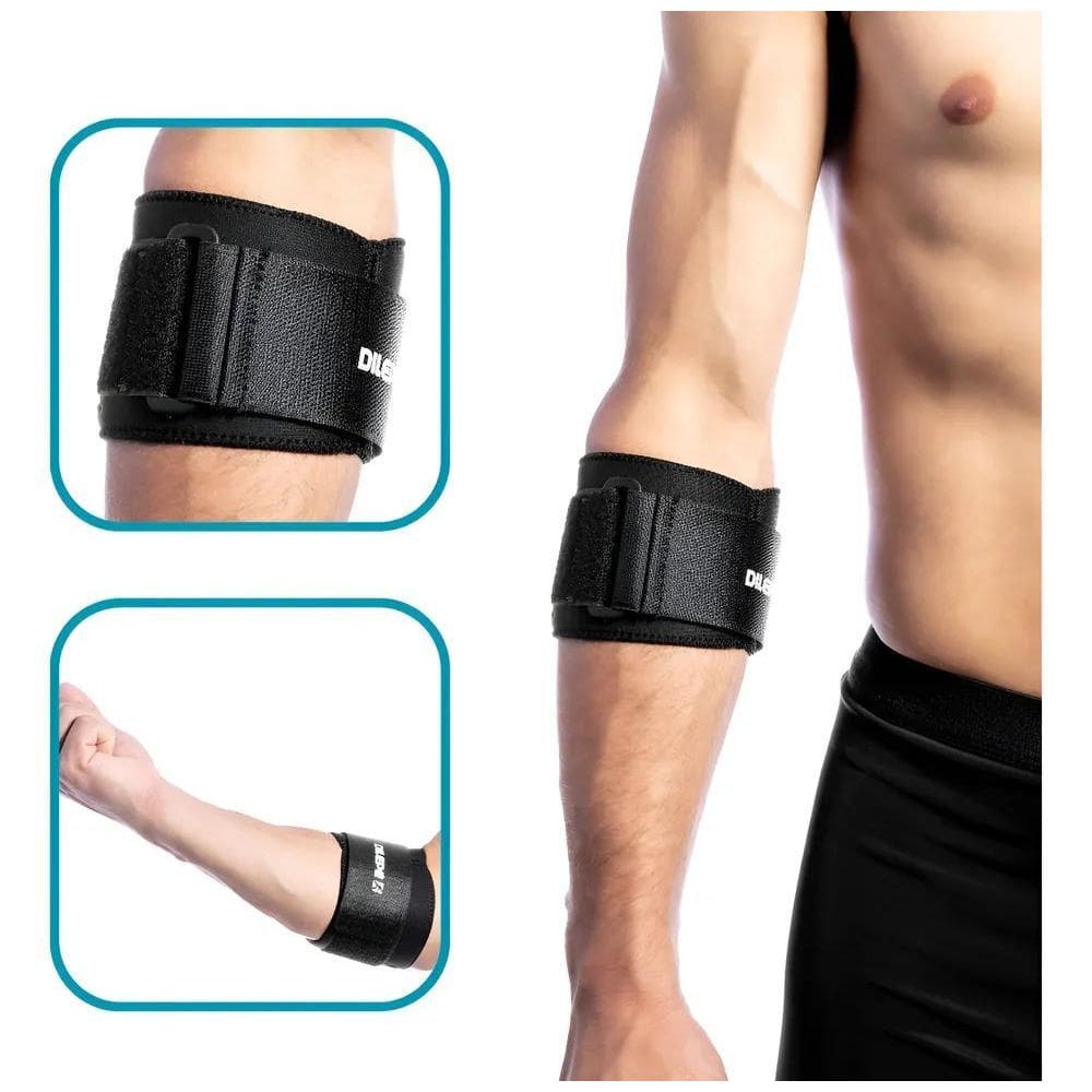Cinta Para Tennis Elbow Tendinite Epicondilit Preto Médio