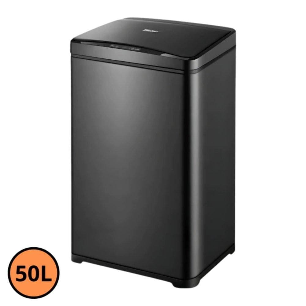 Lixeira Automática Retangular 50 Litros Sensor Em Aço Preta