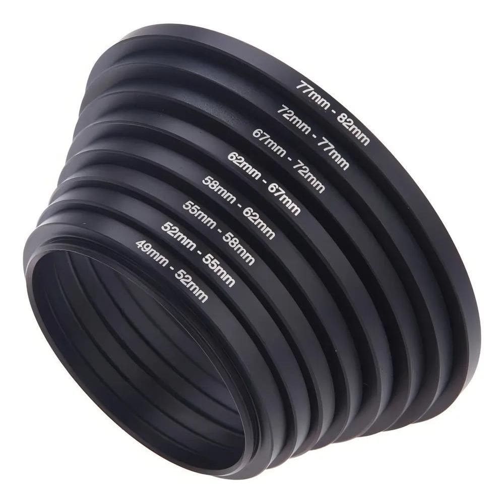 Kit 8 Anel Adaptador Step Up Filtro Lente 49Mm 82Mm