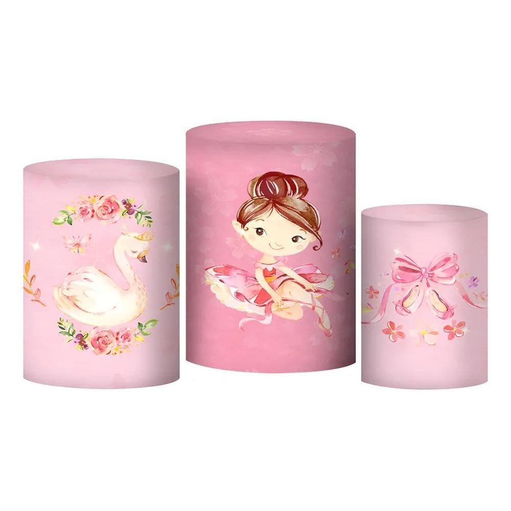 Trio Capa Cilindro Decoração Festa 3D Em Tecid Bailarina Ros
