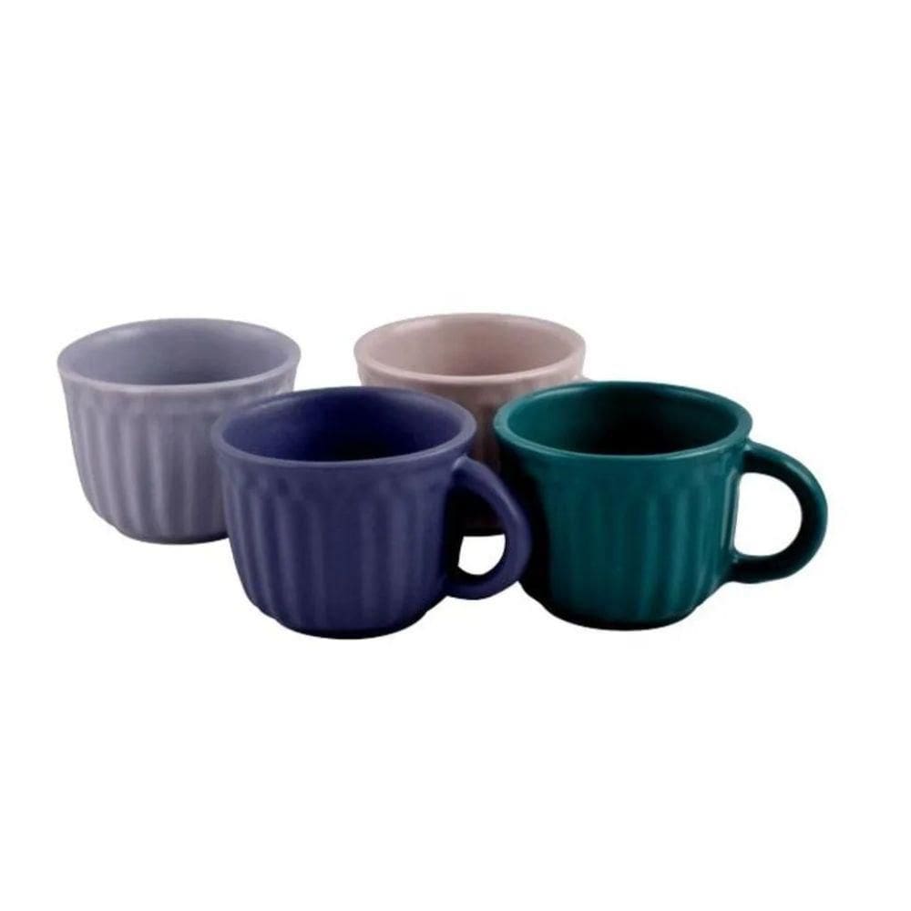Conjunto 4 Xícaras De Café Cerâmica Karela 60Ml Ref.4104