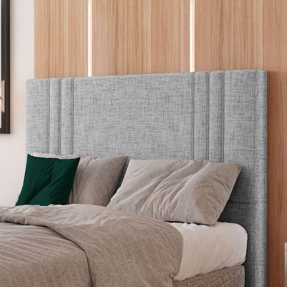 Cabeceira Estofada King 195 Cm Diamante Linho Cinza