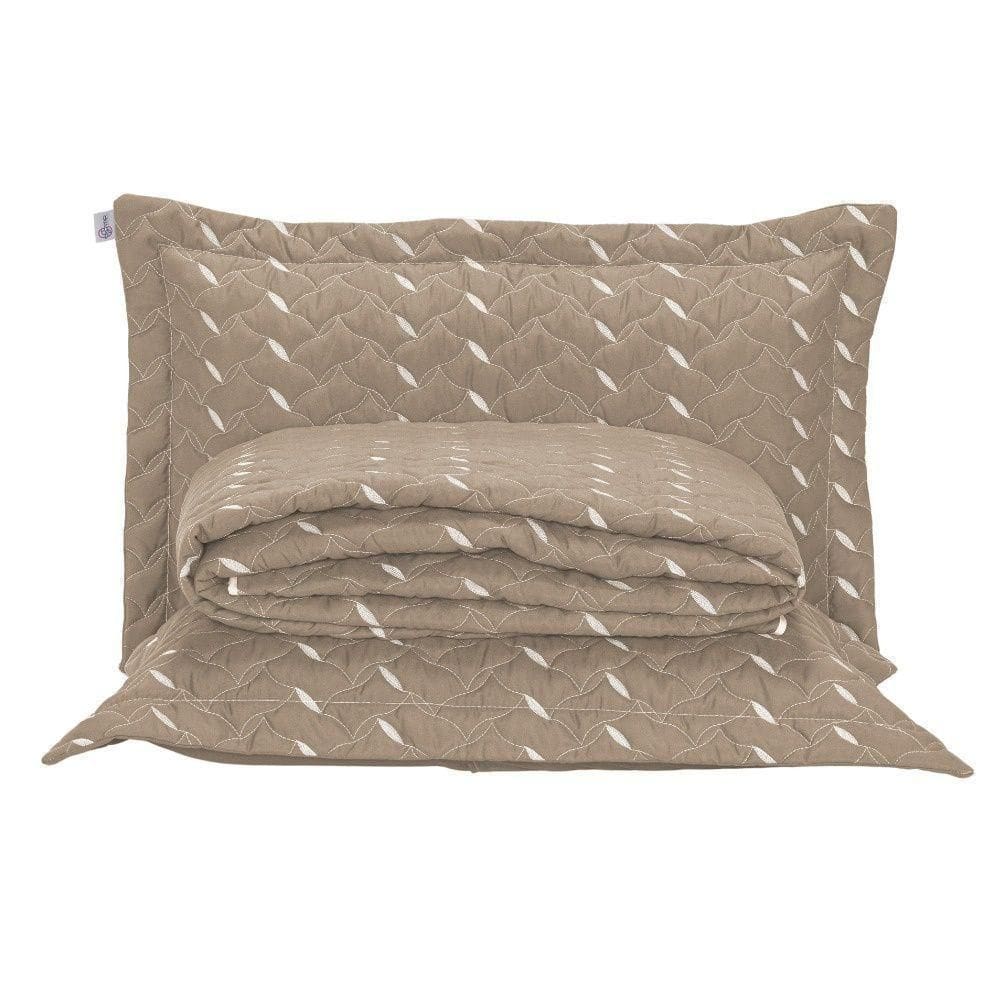 Cobre Leito Bordado 400 Fios Heitor Casal Padrão 100% Poliéster - Avelã