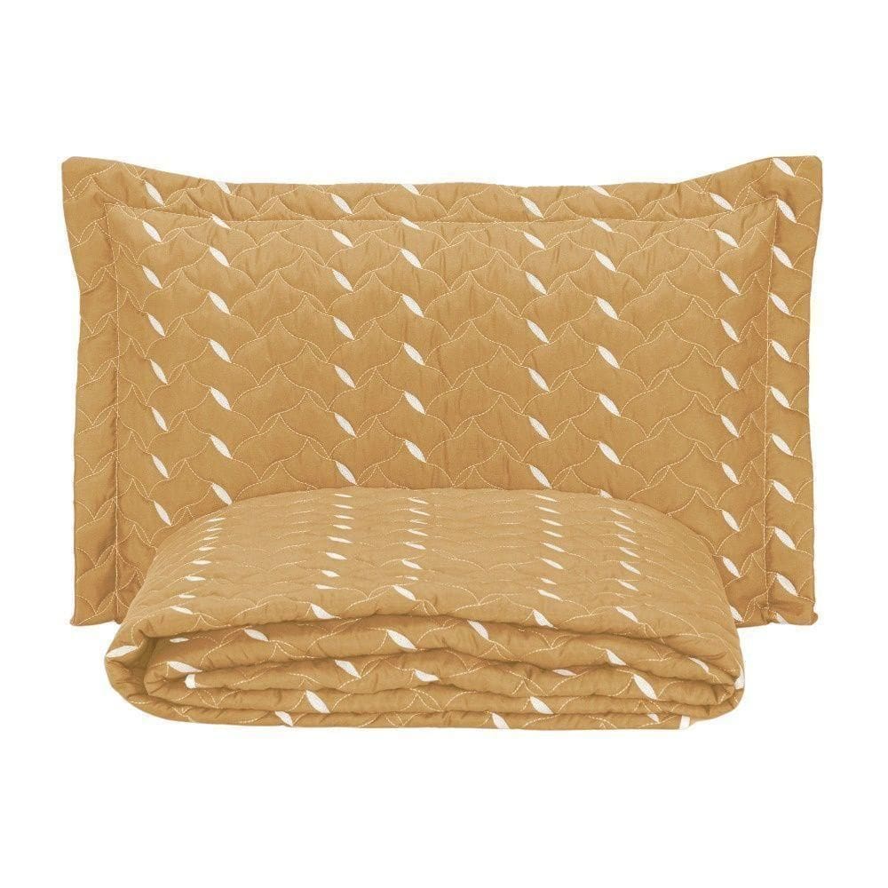 Cobre Leito Bordado 400 Fios Heitor Solteiro 100% Poliéster - Amarelo