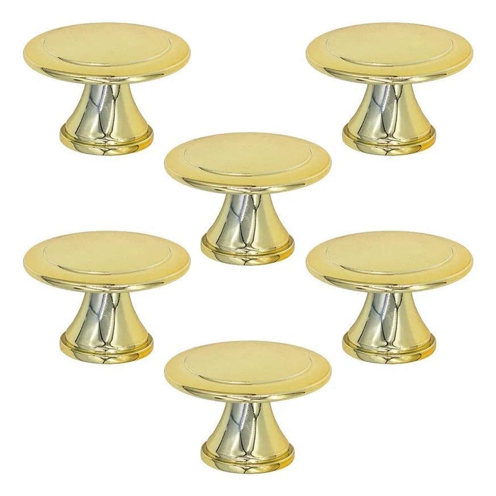 6 Pçs Puxador Ponto Bolinha Colonial 1 Furo G Dourado Brilho