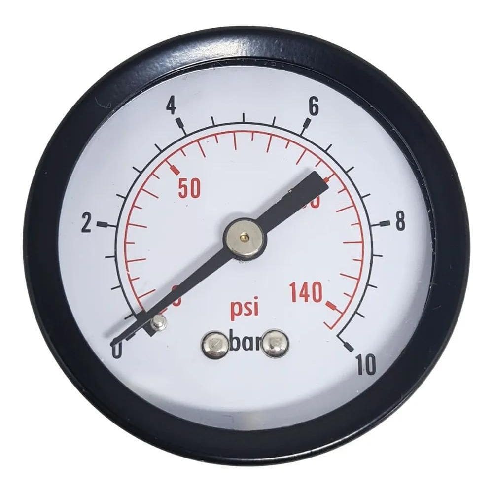 Manômetro Horizontal 1/4 Wurth 50Mm 0-10 Bar / 0-150 Psi