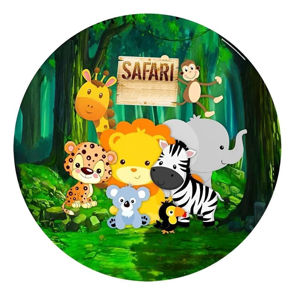 Painel Festa Redondo Sublimado 3D Tecido C/Elástico 1,5 Safa