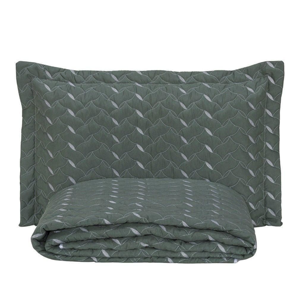 Cobre Leito Bordado 400 Fios Heitor Solteiro 100% Poliéster - Verde Militar