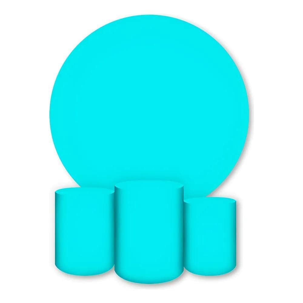 Painel Redondo E Capas De Cilindro Sublimado Ciano