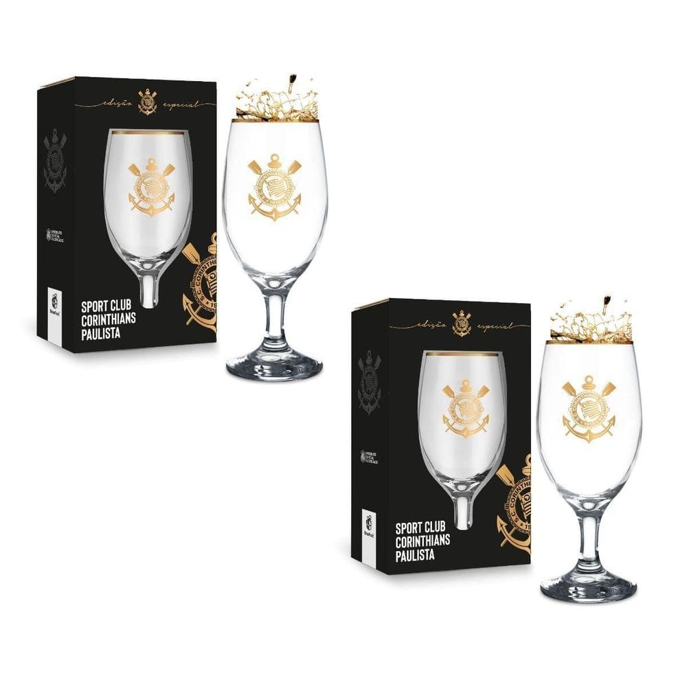 Kit 2Un Taça Windsor 330Ml Vidro Vinho Cerveja Time