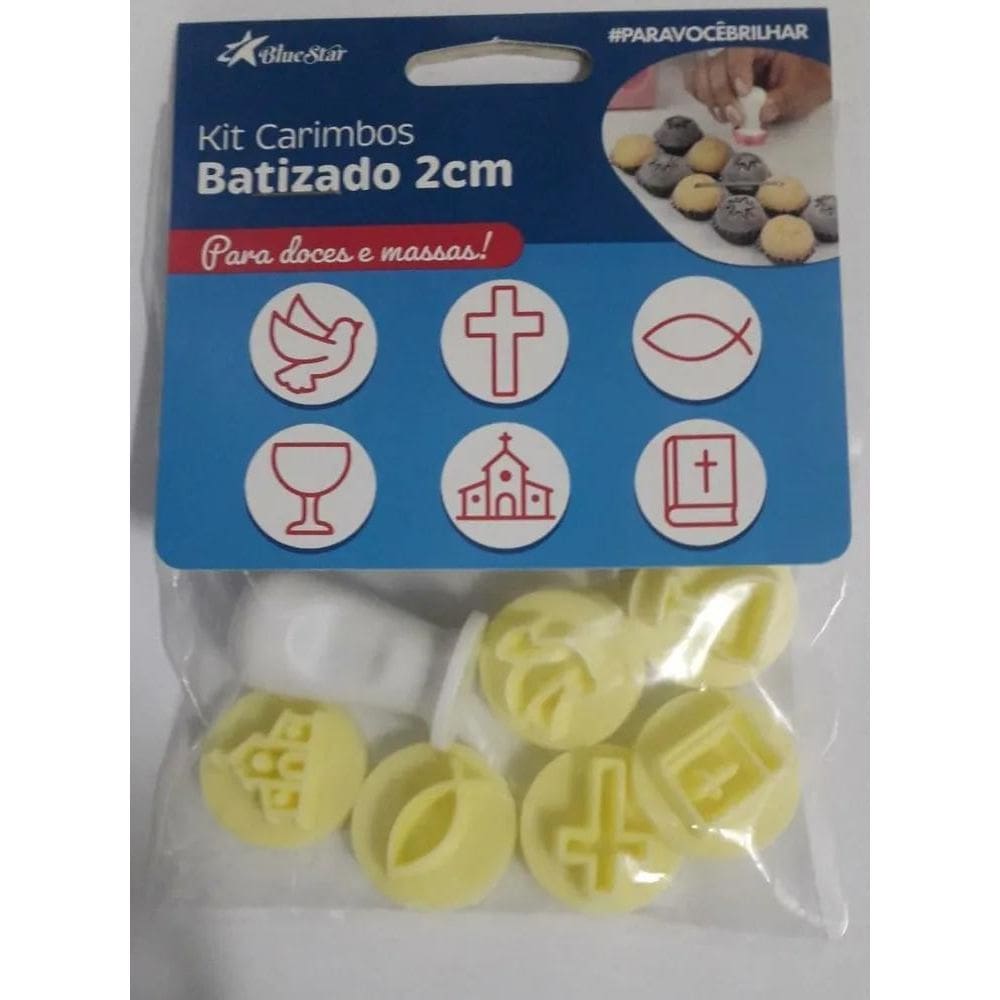 Kit Carimbos Para Massa 412154 Batizado 2Cm Com 6 Peças Cor