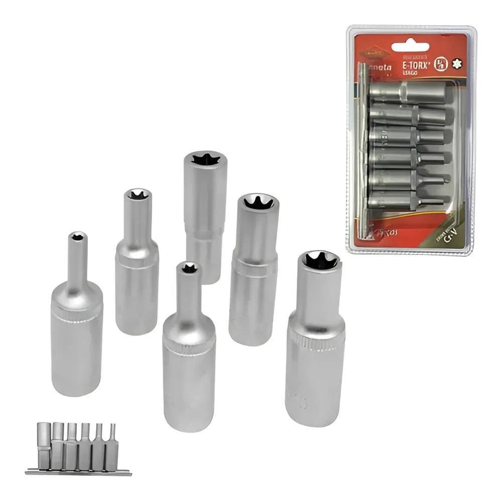 Jogo Soquetes E-Torx Longo 3/8 Crv 6Peças - Corneta