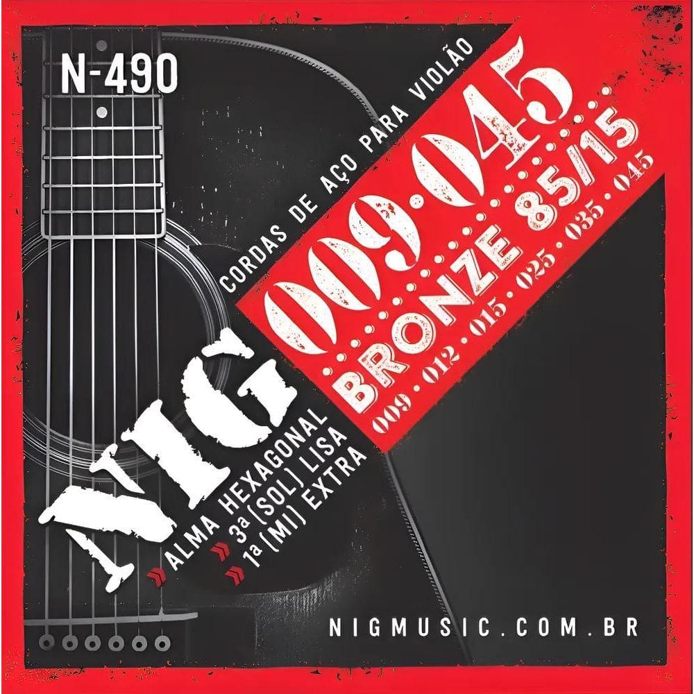 Jogos De Corda Nig Violao Aco/Bronze .009/.045 N490
