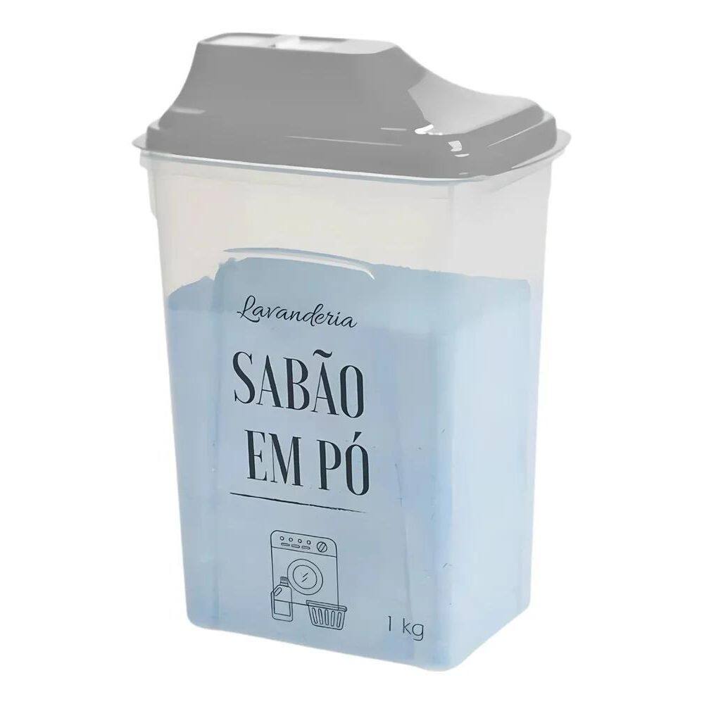 10X Porta Sabão Em Pó Com Dosador Lavanderia 1,75Litros 1Kg