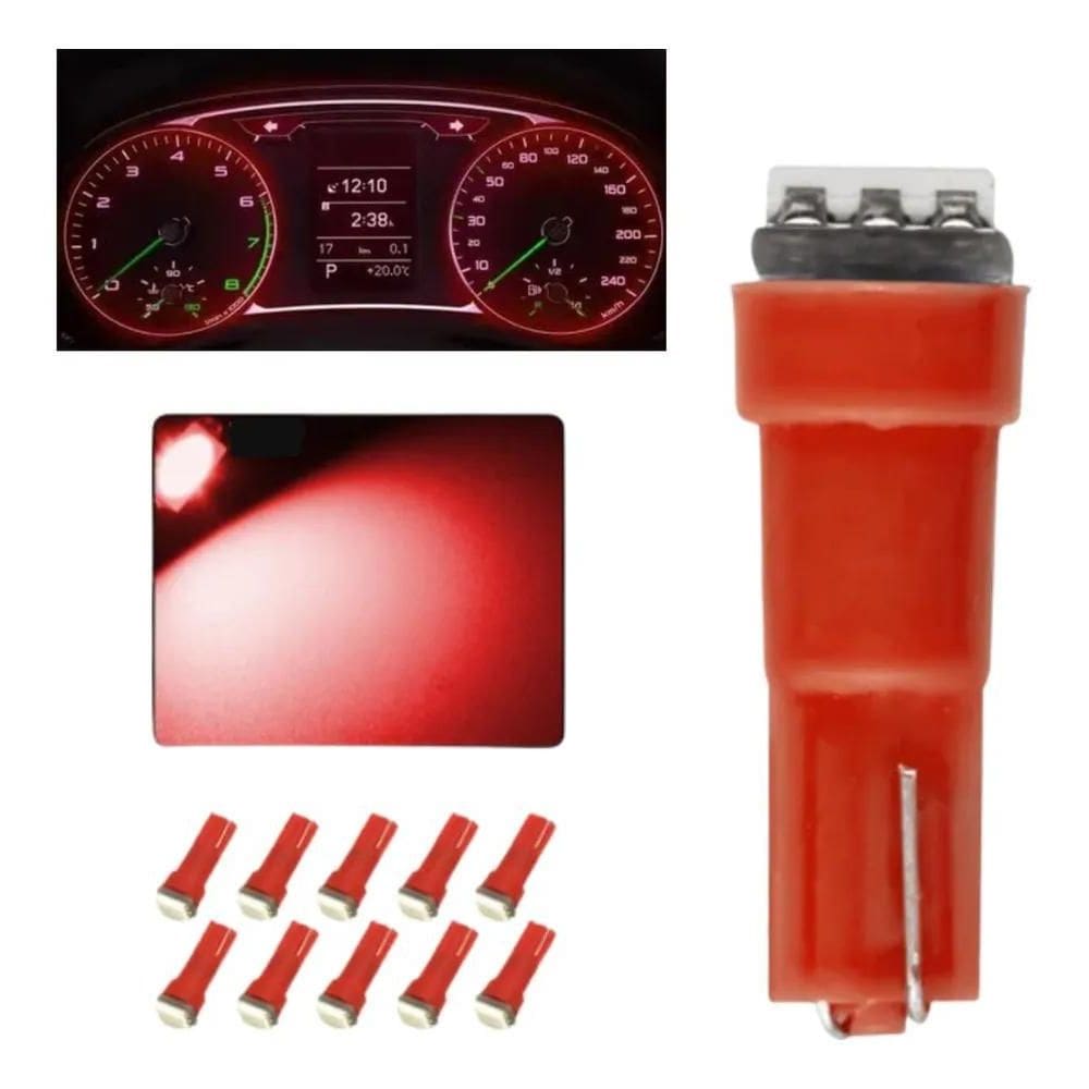 Kit 20 Lampada T5 1 Led Pinguinho Luz Cores Vermelho